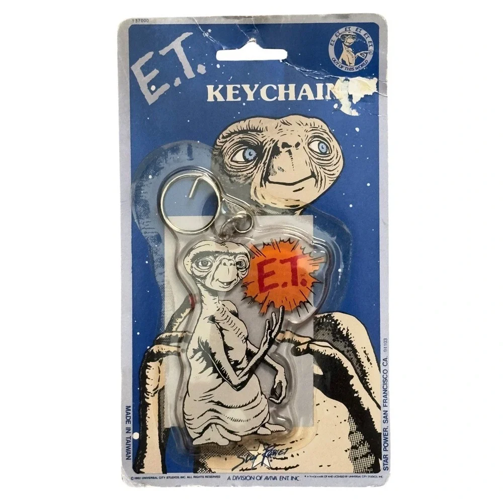 Vintage E.T. Plastic Keychain Dated 1982 Collectible Brand New Sealed ET And Me
